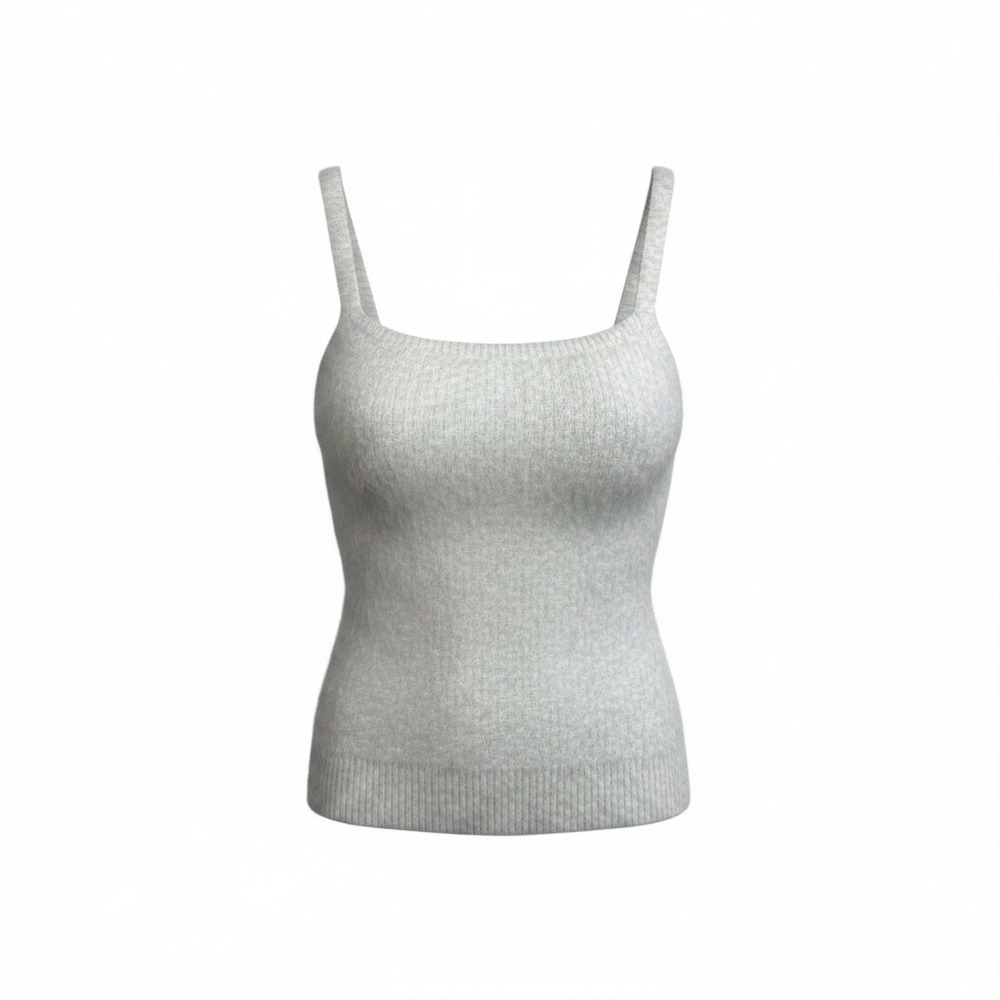 Willow & Wind Womens White Eyelash Knit Fuzzy Camisole Tank Top Large